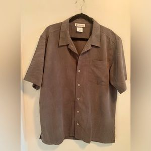 Columbia Shirt Men’s Large Gray Check Short Sleeve Button Up Casual Outdoor